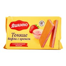Вафли Яшкино тонкие с клубничным кремом 144 г