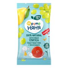 Фруктовые кусочки ФрутоНяня из яблок-груш-слив и винограда 15 г