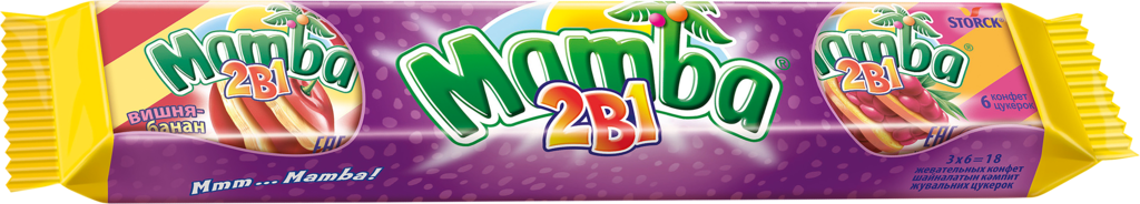 Конфета жевательная MAMBA микс из двух фруктово-ягодных вкусов, 79,5г (Германия, 79,5 г)