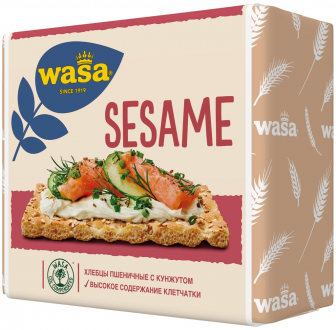 Хлебцы пшеничные WASA Sesame с посыпкой из жареного кунжута, 200г (Германия, 200 г)