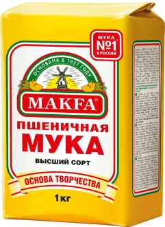 Мука пшеничная MAKFA хлебопекарная высший сорт, 1кг (Россия, 1 кг)