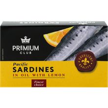Сардины Premium Club с лимоном кусочки в масле 125 г