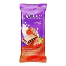 Шоколад Delisse молочный с клубничной и сливочной начинкой 60 г