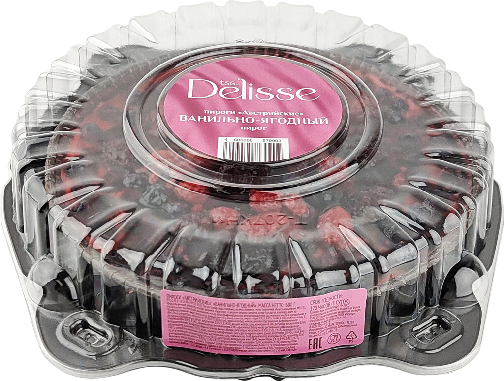 Пирог DELISSE Австрийский ванильно-ягодный, 600г (Россия, 600 г)