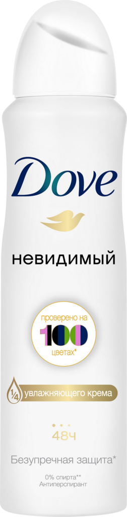 Дезодорант-антиперспирант спрей женский DOVE Невидимый, 150мл (Россия, 150 мл)