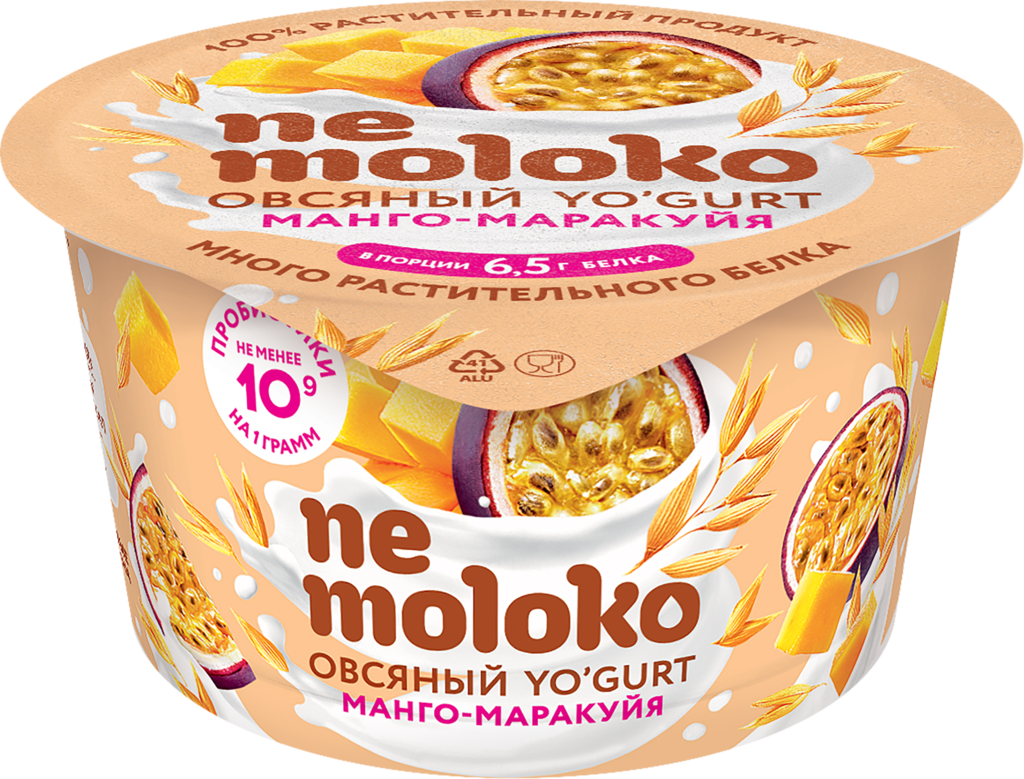 Продукт овсяный NEMOLOKO Yo'gurt Манго, маракуйя, 130г (Россия, 130 г)