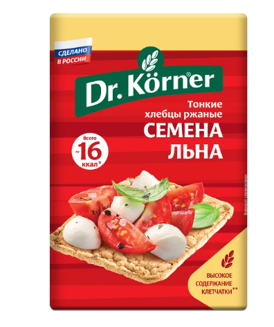 Хлебцы ржаные DR KORNER с семенами льна, 100г (Россия, 100 г)