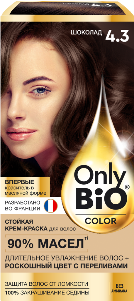 Краска для волос ONLY BIO COLOR 4.3 Шоколад, 115мл (Россия, 115 мл)