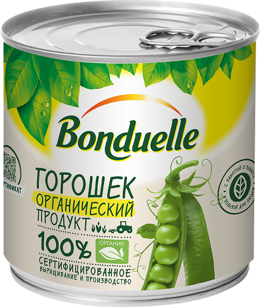 Горошек зеленый BONDUELLE Органик, 400г (Россия, 400 г)