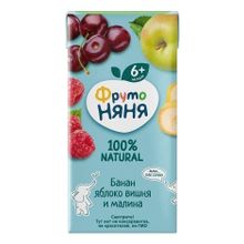Нектар детский ФрутоНяня банан-яблоко-вишня-малина восстановленный стерилизованный с 6 месяцев 200 мл