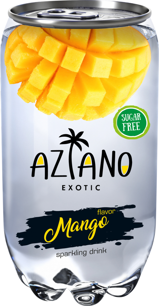 Напиток AZIANO Mango газированный, 0.35л (Россия, 0.35 L)
