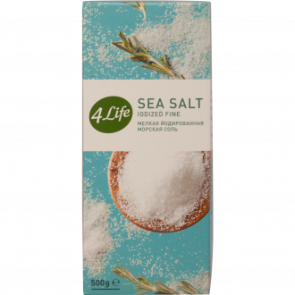 Соль морская 4 LIFE мелкая йодированная высший сорт помол №0, 500г (Пакистан, 500 г)