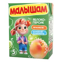 Нектар детский Малышам яблоко-персик восстановленный неосветленный с 5 месяцев 200 мл