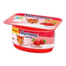 Творог Растишка клубника обогащённый 3,5% БЗМЖ 110 г