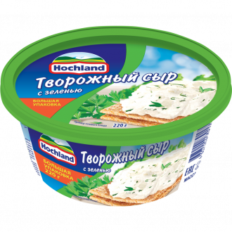 Сыр творожный HOCHLAND с зеленью 60%, без змж, 220г (Россия, 220 г)