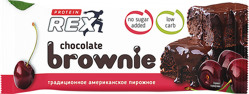 Пирожное протеиновое PROTEINREX Brownie, вишневое, 50г (Россия, 50 г)