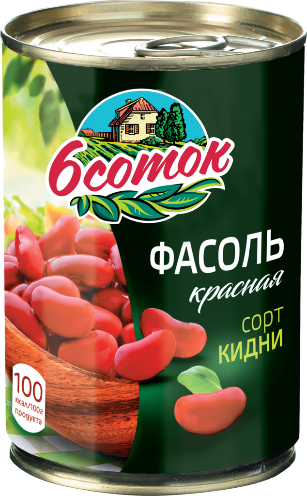Фасоль красная 6 СОТОК в собственном соку, 425мл (Россия, 425 мл)