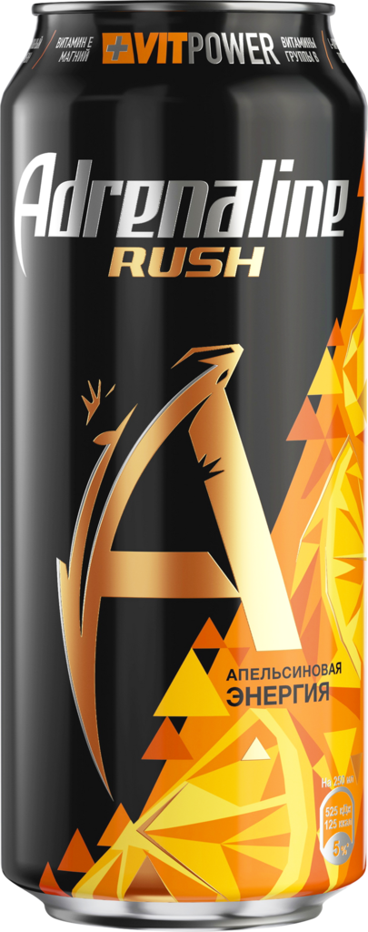 Напиток энергетический ADRENALINE Juicy Апельсиновая энергия газированный, 0.449л (Россия, 0.449 L)