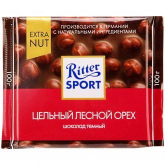 Шоколад темный RITTER SPORT Цельный лесной орех, 100г (Германия, 100 г)