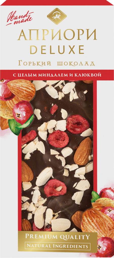 Шоколад горький АПРИОРИ с миндалем и клюквой, 100г (Россия, 100 г)