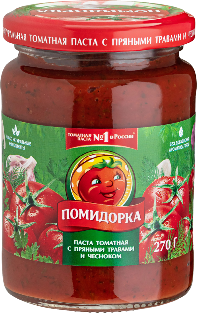 Паста томатная ПОМИДОРКА с пряными травами и чесноком, 250мл (Россия, 250 мл)