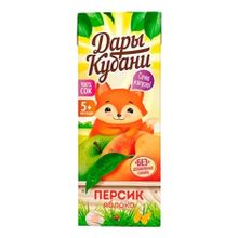 Сок детский Дары Кубани персик-яблоко с мякотью восстановленный с 5 месяцев 200 мл