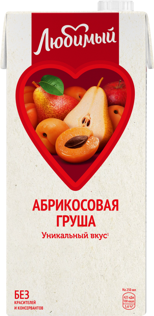 Напиток сокосодержащий ЛЮБИМЫЙ Абрикосовая груша, 0.95л (Россия, 0.95 L)