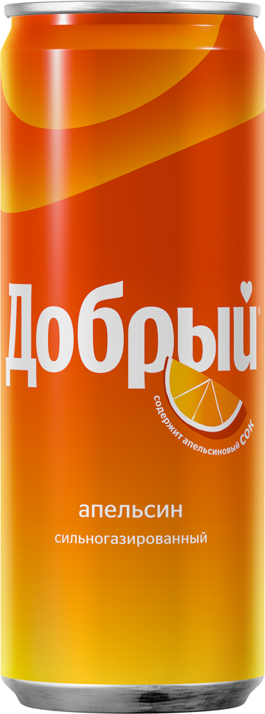 Напиток ДОБРЫЙ Апельсин сильногазированный, 0.33л (Россия, 0.33 L)