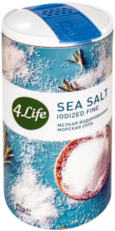 Соль морская 4 LIFE мелкая йодированная высший сорт, 250г (Россия, 250 г)