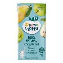 Сок детский ФрутоНяня яблочно-грушевый восстановленный пастеризованный с мякотью с 5 месяцев 200 мл