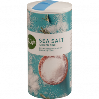Соль морская 4 LIFE мелкая йодированная высший сорт помол №0, 500г (Россия, 500 г)