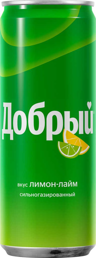Напиток ДОБРЫЙ Лимон, лайм сильногазированный, 0.33л (Россия, 0.33 L)