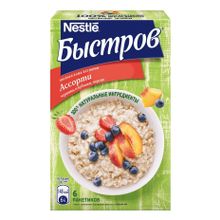 Хлопья Быстров овсяные Ассорти черника-клубника-персик 40 г х 6 шт