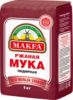 Мука ржаная MAKFA хлебопекарная обдирная, 1кг (Россия, 1 кг)