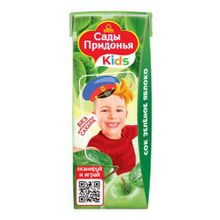 Сок детский Сады Придонья зеленое яблоко восстановленный осветленный пастеризованный с 4 месяцев 200 мл