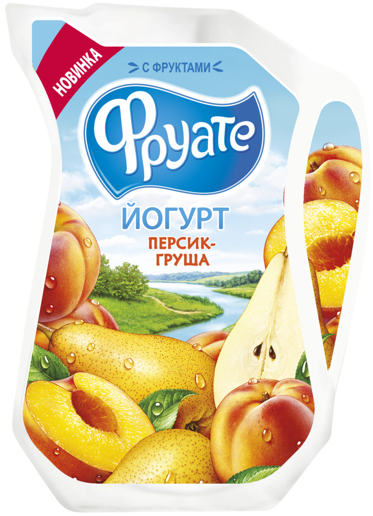 Йогурт питьевой ФРУАТЕ с персиком и грушей 1,5%, без змж, 250г (Россия, 250 г)