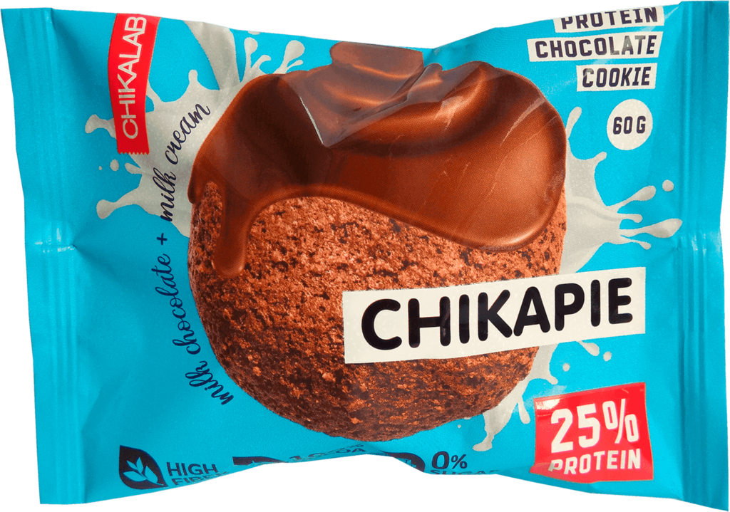 Печенье протеиновое CHIKALAB шоколадное с начинкой молочный крем, глазированное, 60г (Россия, 60 г)