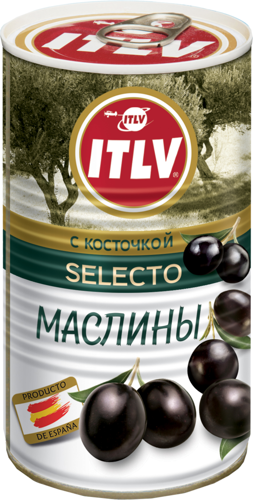 Маслины с косточкой ITLV Selecto черные, 350г (Испания, 350 г)
