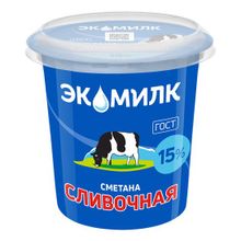 Сметана 15% Экомилк Сливочная БЗМЖ 300 г